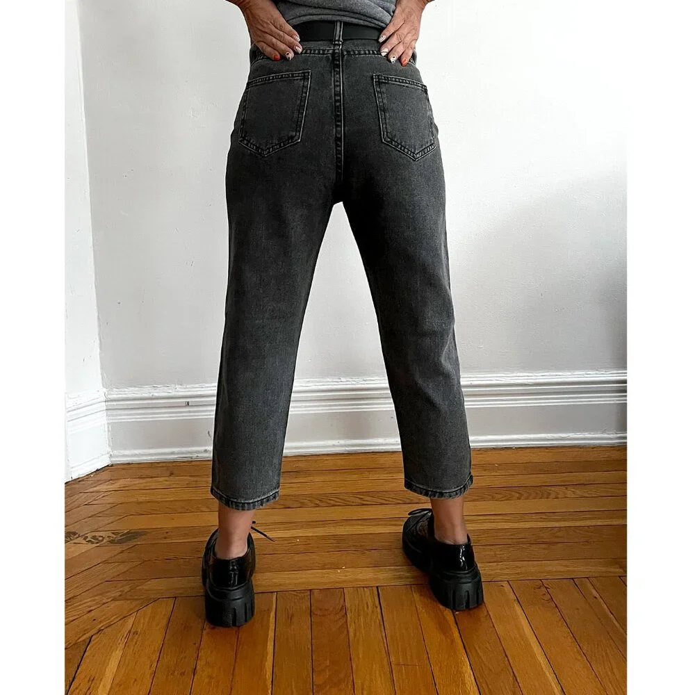 Boyfriend High Rise Washed Black Jeans • Relaxed Fit • Non-Stretch